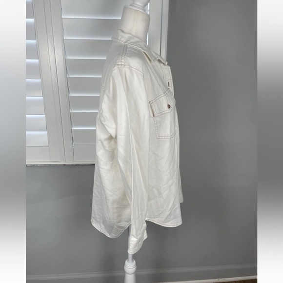 American Eagle Woman’s M Shacket Oversized Off White Denim button down Shirt - Picture 7 of 14
